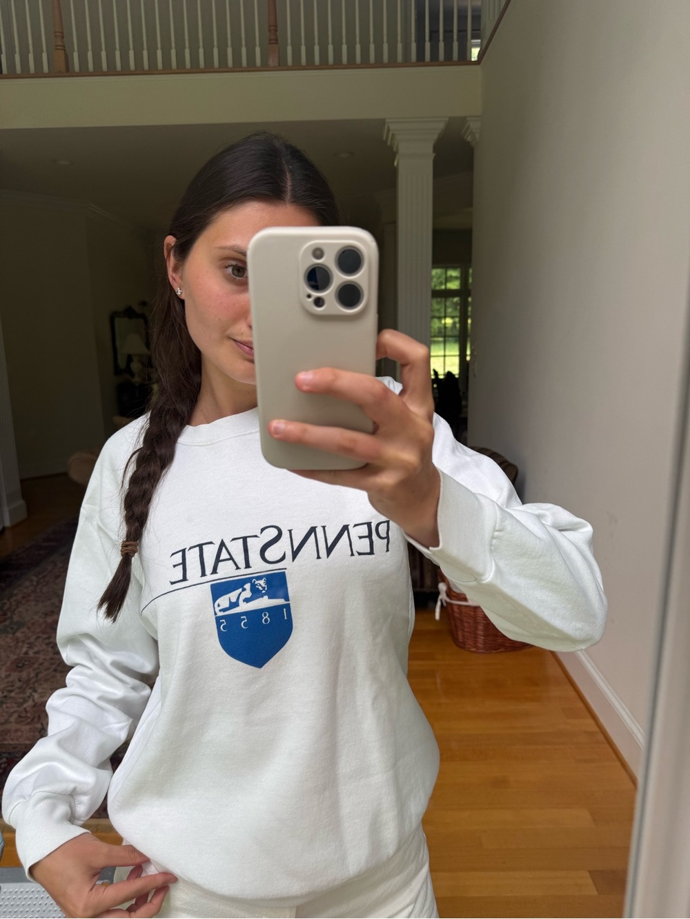Vintage Penn State White Crewneck Sweatshirt with Blue Shield Logo